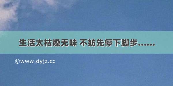 生活太枯燥无味 不妨先停下脚步……