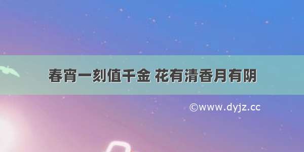 春宵一刻值千金 花有清香月有阴