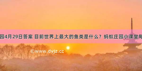 蚂蚁庄园4月29日答案 目前世界上最大的鱼类是什么？蚂蚁庄园小课堂每日答案