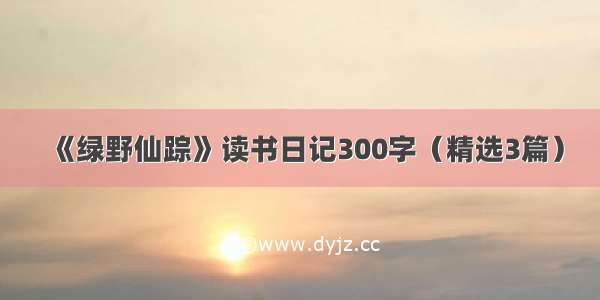 《绿野仙踪》读书日记300字（精选3篇）