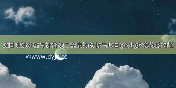 项目决策分析与评价第二章市场分析与项目(企业)投资战略习题