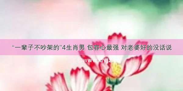 “一辈子不吵架的”4生肖男 包容心最强 对老婆好的没话说