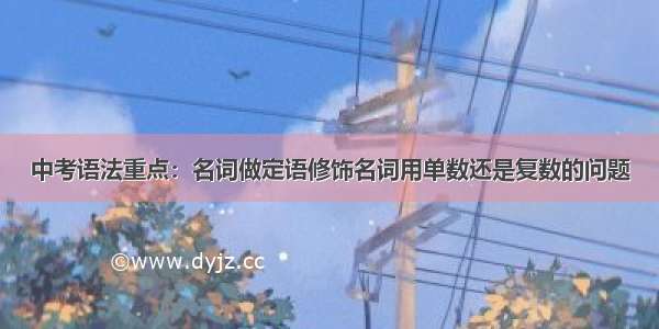 中考语法重点：名词做定语修饰名词用单数还是复数的问题