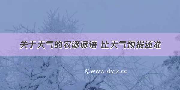 关于天气的农谚谚语 比天气预报还准