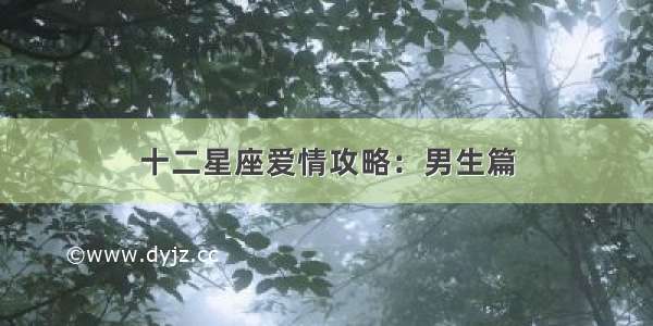 十二星座爱情攻略：男生篇