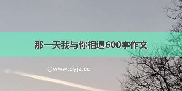 那一天我与你相遇600字作文