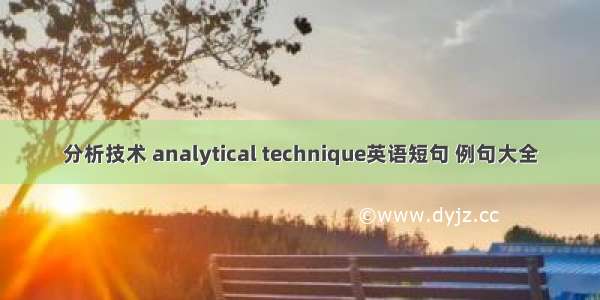 分析技术 analytical technique英语短句 例句大全