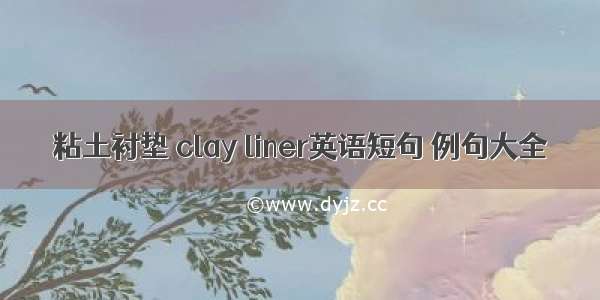 粘土衬垫 clay liner英语短句 例句大全