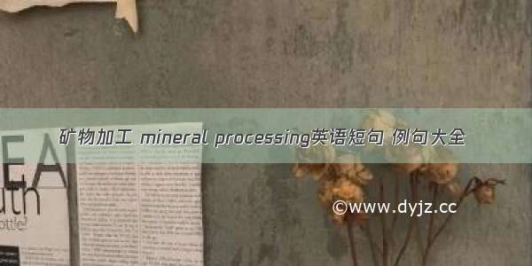 矿物加工 mineral processing英语短句 例句大全