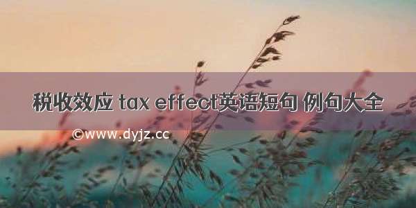 税收效应 tax effect英语短句 例句大全