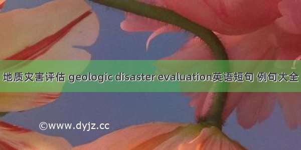 地质灾害评估 geologic disaster evaluation英语短句 例句大全