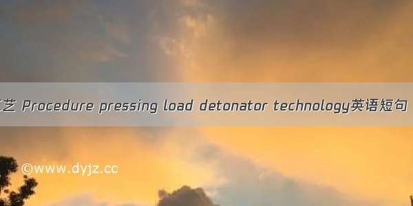 分步压装工艺 Procedure pressing load detonator technology英语短句 例句大全