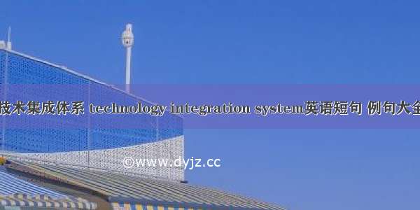 技术集成体系 technology integration system英语短句 例句大全