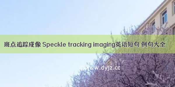 斑点追踪成像 Speckle tracking imaging英语短句 例句大全