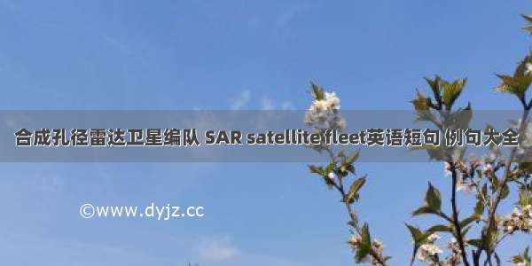 合成孔径雷达卫星编队 SAR satellite fleet英语短句 例句大全