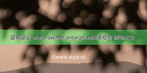 国有企业 state-owned enterprise英语短句 例句大全