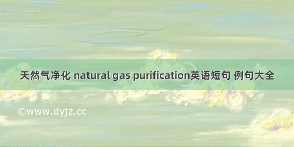 天然气净化 natural gas purification英语短句 例句大全
