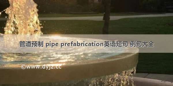 管道预制 pipe prefabrication英语短句 例句大全