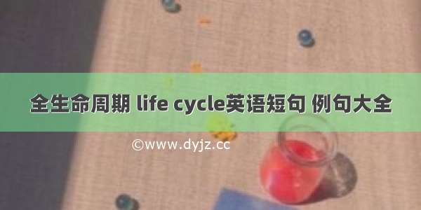 全生命周期 life cycle英语短句 例句大全