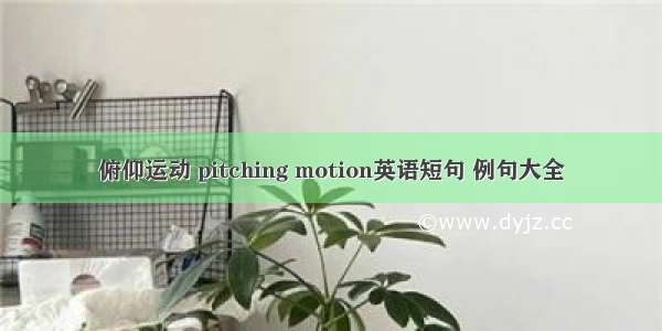 俯仰运动 pitching motion英语短句 例句大全