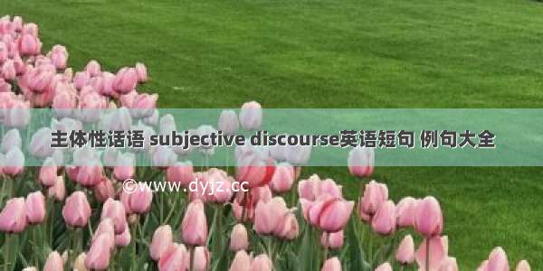 主体性话语 subjective discourse英语短句 例句大全