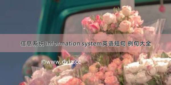 信息系统 information system英语短句 例句大全