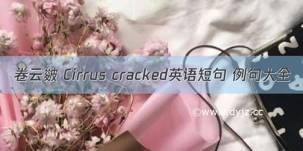 卷云皴 Cirrus cracked英语短句 例句大全