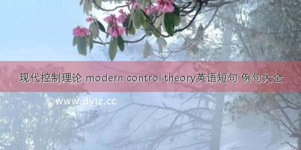 现代控制理论 modern control theory英语短句 例句大全