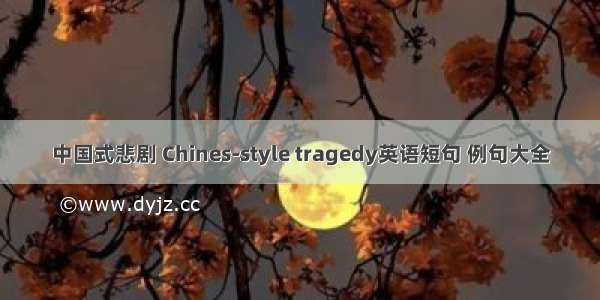 中国式悲剧 Chines-style tragedy英语短句 例句大全