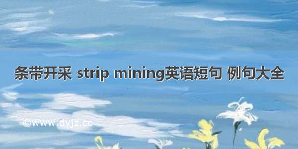 条带开采 strip mining英语短句 例句大全