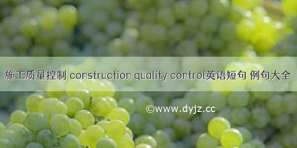 施工质量控制 construction quality control英语短句 例句大全