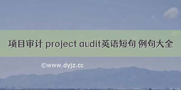 项目审计 project audit英语短句 例句大全