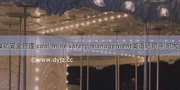 煤矿安全管理 coal mine safety management英语短句 例句大全