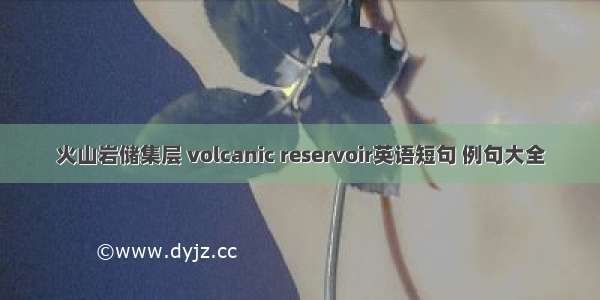 火山岩储集层 volcanic reservoir英语短句 例句大全