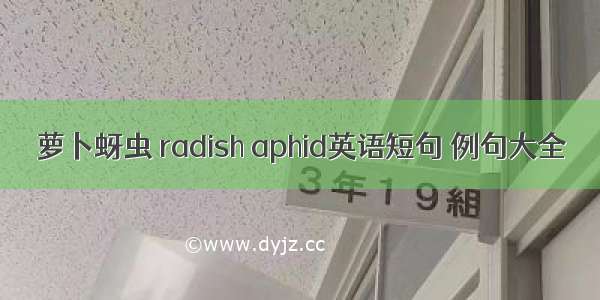 萝卜蚜虫 radish aphid英语短句 例句大全