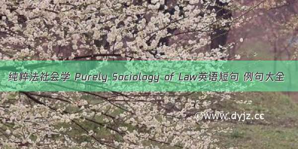 纯粹法社会学 Purely Sociology of Law英语短句 例句大全