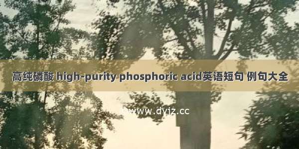 高纯磷酸 high-purity phosphoric acid英语短句 例句大全