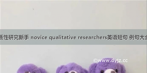 质性研究新手 novice qualitative researchers英语短句 例句大全