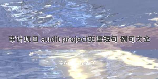 审计项目 audit project英语短句 例句大全
