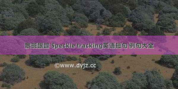 散斑跟踪 Speckle tracking英语短句 例句大全