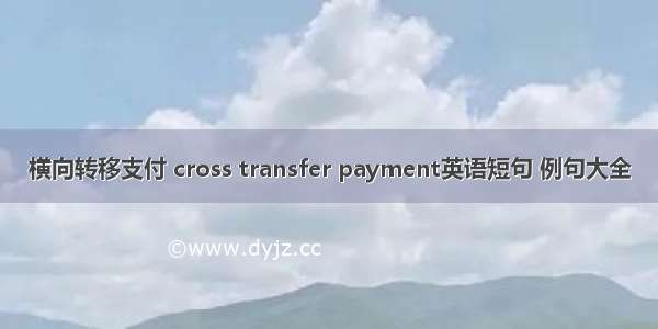 横向转移支付 cross transfer payment英语短句 例句大全