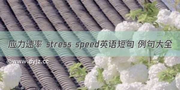 应力速率 stress speed英语短句 例句大全