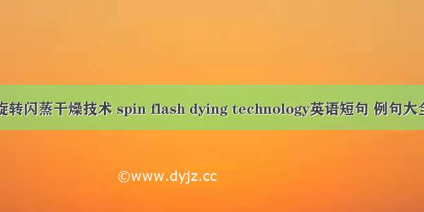 旋转闪蒸干燥技术 spin flash dying technology英语短句 例句大全