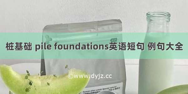 桩基础 pile foundations英语短句 例句大全