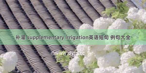 补灌 supplementary irrigation英语短句 例句大全