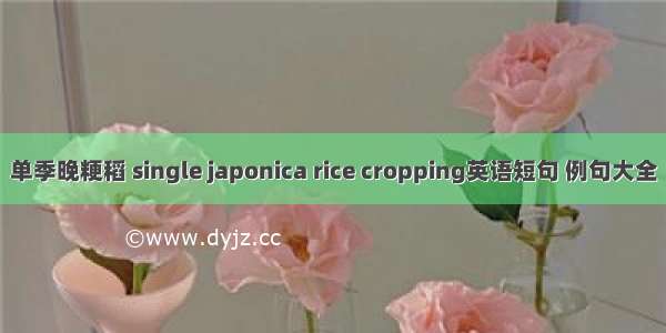 单季晚粳稻 single japonica rice cropping英语短句 例句大全