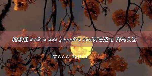 籼粳稻 Indica and japonica rice英语短句 例句大全