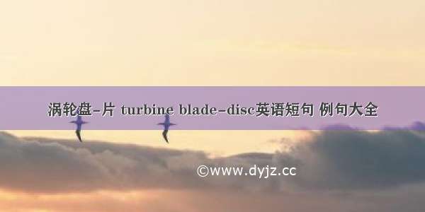 涡轮盘-片 turbine blade-disc英语短句 例句大全