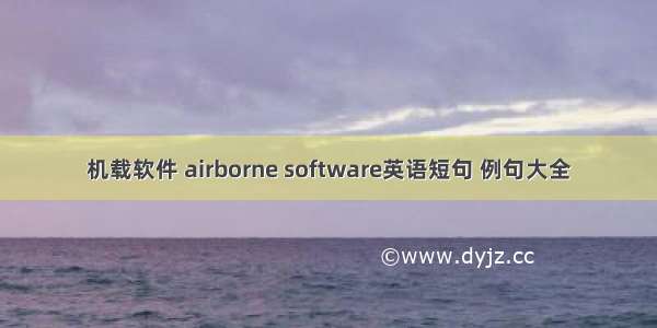 机载软件 airborne software英语短句 例句大全