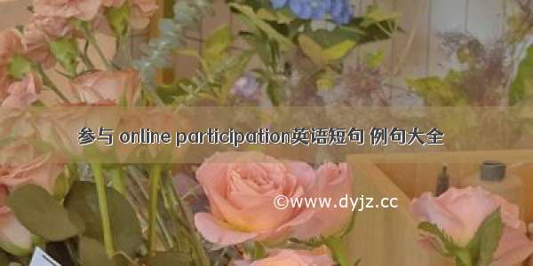 参与 online participation英语短句 例句大全